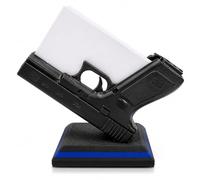 Thin Blue Line Pistol Business Card Holder - Police Support Desktop Display - Law Enforcement Gift - First Responder Gift