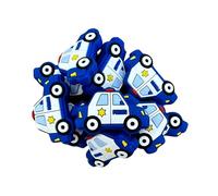 Thin Blue Line Police Car Silicone Focal Bead | 12 Pack 1.4x1.9” Bulk Wholesale for Keychain Making Kit Pen Police Wife