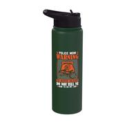 Thin Blue Line - Police Mom Warning to Avoid Injury Stainless Steel Insulated Water Bottle