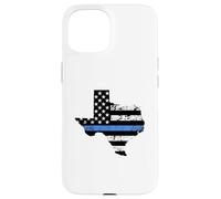 Thin Blue Line Police Officer Cop Flag In Texas State Map Case for iPhone 15