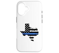 Thin Blue Line Police Officer Cop Flag In Texas State Map Case for iPhone 16