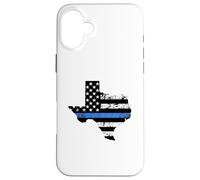 Thin Blue Line Police Officer Cop Flag In Texas State Map Case for iPhone 16 Plus
