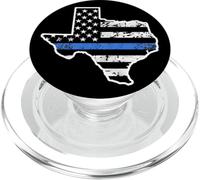 Thin Blue Line Police Officer Cop Flag In Texas State Map PopSockets PopGrip for MagSafe