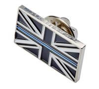 Thin Blue Line Union Jack UK GB Metal Tie Pin Lapel Badge