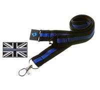 Thin Blue Line Union Jack UK GB Metal Tie Pin Lapel Badge & Thin Blue Line Lanyard