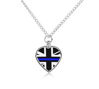 Thin Blue Line United Kingdom Flag Novelty Pet Urn Necklace Ash Holder Cremation Keepsake Memorial Jewelry