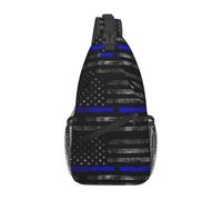 Thin Blue Line Us American Flag Sling Bag Adjustable Cross Body Bag Lightweight Backpack For Shopping Cycling Women