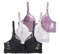 Thin Bras For Women Women Non Padded Bra Push Up Bras Comfortable Underwire Bra With Adjustable Straps Underwear Floral Lace Breathable Lingerie Full Coverage Bustier Everyday Bralette