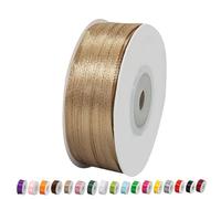 Thin Champagne Ribbon 3mm Satin Ribbons for Gift Wrapping,91m Wrapping Ribbon Champagne Balloon Ribbon Cake Ribbon Silk Thick Ribbon for Crafting,Christmas,Wedding,Hair Bow,Bouquets,Cake Decorations