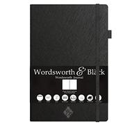 Thin Classic Premium Bullet Grid Journal with Pen Loop | A5 5.8 x 8.3 Dotted Hard Cover Notebook | Lightweight, Numbered Pages | Dotted Journal | Leather, Inner Pocket, Ivory 120gsm Paper | Black
