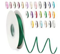 Thin Dark Green Ribbon 3mm Satin Ribbons for Gift Wrapping, 91m Wrapping Balloon Ribbon Cake Ribbon Silk Thick Ribbon Dark Green for Crafting, Christmas, Wedding, Hair Bows, Bouquets, Cake Decorations