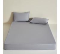 Thin Fitted Sheet Soft Cotton Bedspread For Mattresses 5-30 Cm Thick Single Double Queen King Bed Sheet- Bedding, Mattress Cover For Family Bedrooms, Washable(150x200+30cm,Grey)