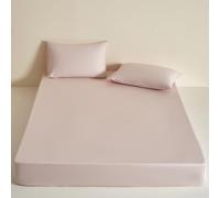 Thin Fitted Sheet Soft Cotton Bedspread For Mattresses 5-30 Cm Thick Single Double Queen King Bed Sheet- Bedding, Mattress Cover For Family Bedrooms, Washable(2XPillowcase：48X74cm,Pink)