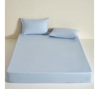 Thin Fitted Sheet Soft Cotton Bedspread For Mattresses 5-30 Cm Thick Single Double Queen King Bed Sheet- Bedding, Mattress Cover For Family Bedrooms, Washable(200x220+30cm,Blue)