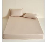 Thin Fitted Sheet Soft Cotton Bedspread For Mattresses 5-30 Cm Thick Single Double Queen King Bed Sheet- Bedding, Mattress Cover For Family Bedrooms, Washable(200x220+30cm,Yellow)