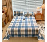 Thin Flat Sheet Single Double Super King-Size Printed Bed Sheets Soft Cotton Bedding Sheet Mattress Accent Blanket For Bedroom Hotel Home, Breathable, Washable(245x270cm,Blue 2)