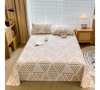 Thin Flat Sheet Single Double Super King-Size Printed Bed Sheets Soft Cotton Bedding Sheet Mattress Accent Blanket For Bedroom Hotel Home, Breathable, Washable(245x270cm,Khaki)