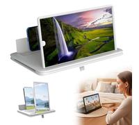 Thin Foldable Phone Screen Magnifier, 2026 Upgrade 3D Hd Mobile Phone Screen Amplifier, with Folding Stand Holder, Portable Movie Video Game Enlarger, for Movies, Videos and Gaming (White 14")