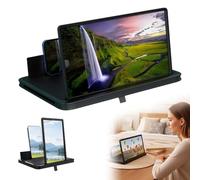 Thin Foldable Phone Screen Magnifier, 2026 Upgrade 3D Hd Mobile Phone Screen Amplifier, with Folding Stand Holder, Portable Movie Video Game Enlarger, for Movies, Videos and Gaming (Black, 12')