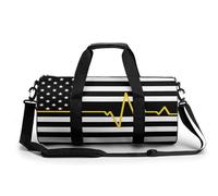 Thin Gold Line 911 Dispatcher Flag Gym Bag Travel Duffel for Men Women