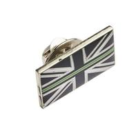Thin Green Line Union Jack UK GB Metal Tie Pin Lapel Badge