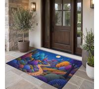Thin Indoor Doormat,60 x 90 cm Washable Inside Door Rug for Entryway | Low-Profile Dirt Trapper,Fairytale Forest Entrance Rugs,Fantasy Trees Non-Slip Rubber Backing Welcome Mat for Inside House