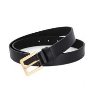 Thin Leather Belt for Women - Adjustable Skinny Waist Belt with Gold Buckle, Black Fashion Design for Jeans Dresses Trousers Casual Wear Plus Size Ladies' Bridal Suede Chocolate Dark. (Classic Black)