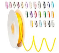 Thin Lemon Yellow Ribbon 3mm Satin Ribbons for Gift Wrapping, 91m Wrapping Balloon Ribbon Cake Ribbon Silk Thick Ribbon Lemon Yellow for Crafting, Christmas, Wedding, Bouquets, Cake Decorations