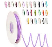 Thin Lilac Purple Ribbon 3mm Satin Ribbons for Gift Wrapping, 91m Wrapping Balloon Ribbons Cake Ribbon Silk Thick Ribbons Light Purple for Crafting, Christmas, Wedding, Bouquets, Cake Decorations