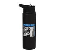 Thin Lines Blue Psalm 144:1 American Police Officer Stainless Steel Insulated Water Bottle