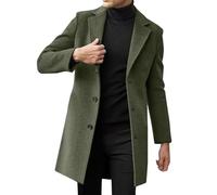 Thin Long Trench Coat Men - Full Length Pea Coat Business Casual Overcoat Regular Fit Winter Warm Jacket Smart Comfortable Overcoat Notched Lapel Collar Single Breasted Peacoat