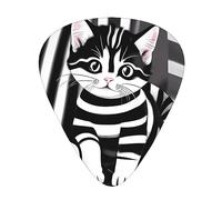 Thin, medium and heavy, 12 pieces guitar picks, Black and white striped kitten wear-resistant guitar picks, suitable for guitar, bass, electric guitar, ukulele,