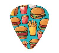Thin, medium and heavy, 12 pieces guitar picks, cartoon burger fries wear-resistant guitar picks, suitable for guitar, bass, electric guitar, ukulele,