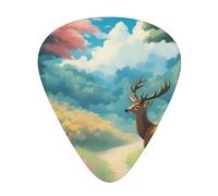 Thin, medium and heavy, 12 pieces guitar picks, cartoon deer wear-resistant guitar picks, suitable for guitar, bass, electric guitar, ukulele,