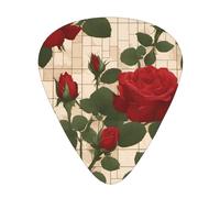 Thin, medium and heavy, 12 pieces guitar picks, Many red roses wear-resistant guitar picks, suitable for guitar, bass, electric guitar, ukulele,
