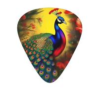 Thin, medium and heavy, 12 pieces guitar picks, Peacock flowers wear-resistant guitar picks, suitable for guitar, bass, electric guitar, ukulele,
