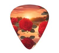 Thin, medium and heavy, 12 pieces guitar picks, red roses at sunset wear-resistant guitar picks, suitable for guitar, bass, electric guitar, ukulele,