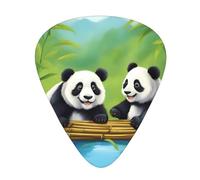 Thin, medium and heavy, 12 pieces guitar picks, two cute pandas wear-resistant guitar picks, suitable for guitar, bass, electric guitar, ukulele,