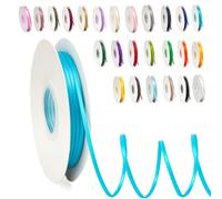 Thin Peacock Blue Ribbon 3mm Satin Ribbons for Gift Wrapping, 91m Wrapping Balloon Ribbon Cake Ribbon Silk Thick Ribbon Peacock Blue for Crafting, Christmas, Wedding, Bouquets, Cake Decorations
