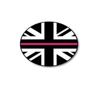Thin Pink Line Union Jack Car Sticker - Breast Cancer Awareness | Patriotic UK flag decal supporting breast cancer charities, survivors, fundraisers & carers - awareness gift for the car