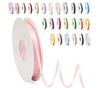Thin Pink Ribbon 3mm Satin Ribbons for Gift Wrapping, 91m Wrapping Balloon Ribbon Cake Ribbon Silk Thick Ribbon Pink for Crafting, Christmas, Wedding, Hair Bows, Bouquets, Cake Decorations