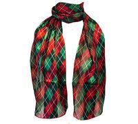 Thin Pretty Christmas Scarf, snowman scarf, Father Christmas scarves , Santa on a sledge, Christmas bauble ball scarf, tartan Christmas design neck tie. Great as a Present/gift. (red)