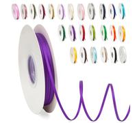 Thin Purple Ribbon 3mm Satin Ribbons for Gift Wrapping, 91m Wrapping Balloon Ribbon Cake Ribbon Silk Thick Ribbon Purple for Crafting, Christmas, Wedding, Hair Bows, Bouquets, Cake Decorations