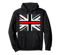 Thin Red Line Fire Brigade Union Jack UK Flag Fire Service Pullover Hoodie