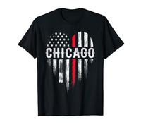 Thin Red Line Heart Chicago Firefighter T-Shirt T-Shirt