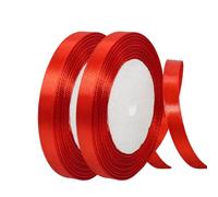 Thin Red Ribbon 10mm Satin Ribbons for Gift Wrapping,2x22m Silk Thick Wrapping Ribbon Balloon Ribbons Red for Crafting,Wedding,Union Jack British, Bows,Bouquets,Cake Decorations