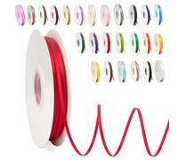 Thin Red Ribbon 3mm Satin Ribbons for Gift Wrapping, 91m Wrapping Balloon Ribbon Cake Ribbon Silk Thick Ribbon Red for Crafting, Christmas, Wedding, Hair Bows, Bouquets, Cake Decorations