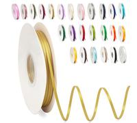 Thin Rich Gold Ribbon 3mm Satin Ribbons for Gift Wrapping, 91m Wrapping Balloon Ribbon Cake Ribbon Silk Thick Ribbon Rich Gold for Crafting, Christmas, Wedding, Hair Bows, Bouquets, Cake Decorations