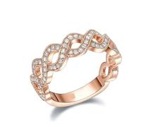 Thin Rings for Women, Rose Gold Plated Rings for Women 9K Infinity with Diamond Size P 1/2