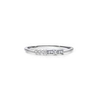 Thin Rings for Women, Silver Engagement Rings Geometric with Rectangular Shape Lab Created Diamond 9K White Gold Size M 1/2